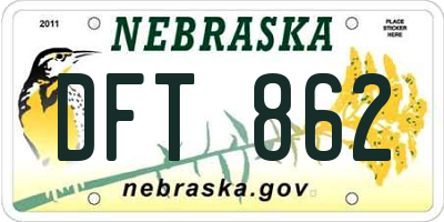NE license plate DFT862