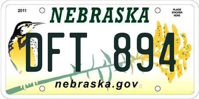 NE license plate DFT894