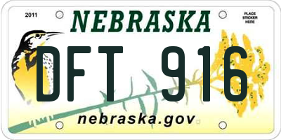 NE license plate DFT916