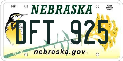 NE license plate DFT925