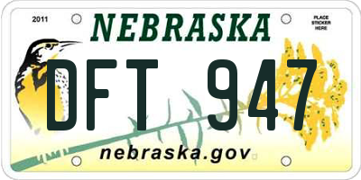 NE license plate DFT947
