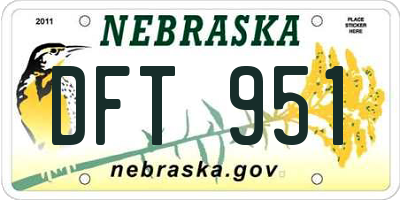 NE license plate DFT951