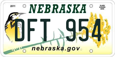 NE license plate DFT954