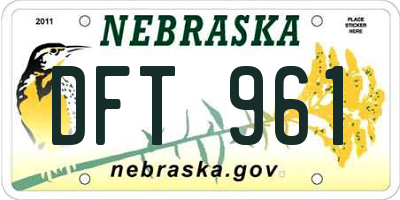 NE license plate DFT961