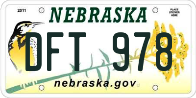 NE license plate DFT978