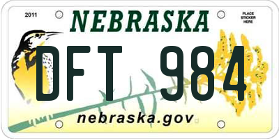 NE license plate DFT984