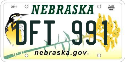 NE license plate DFT991