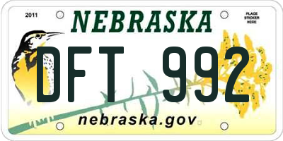 NE license plate DFT992