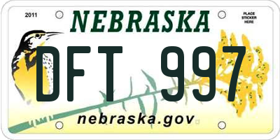 NE license plate DFT997
