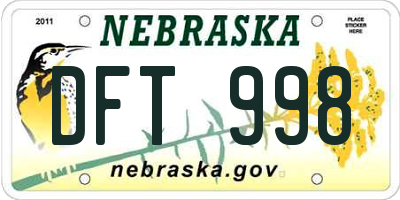NE license plate DFT998