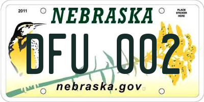 NE license plate DFU002