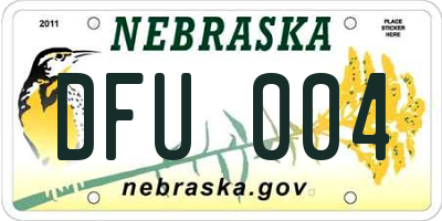 NE license plate DFU004