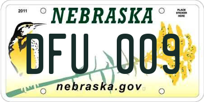 NE license plate DFU009