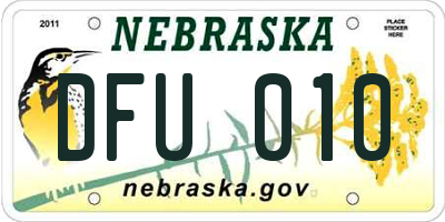 NE license plate DFU010