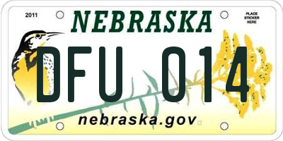 NE license plate DFU014