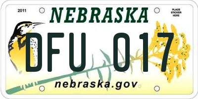 NE license plate DFU017