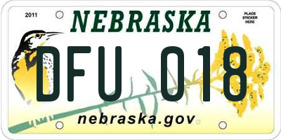 NE license plate DFU018