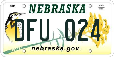 NE license plate DFU024