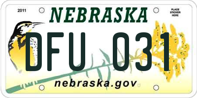 NE license plate DFU031