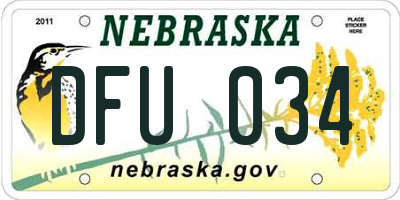 NE license plate DFU034