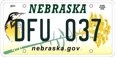 NE license plate DFU037
