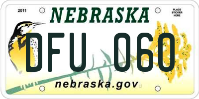 NE license plate DFU060