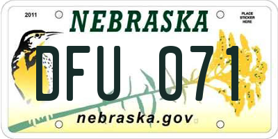 NE license plate DFU071
