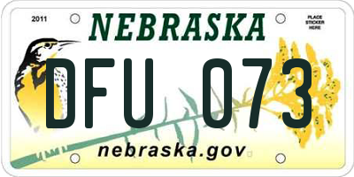 NE license plate DFU073