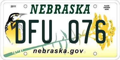 NE license plate DFU076