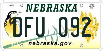 NE license plate DFU092