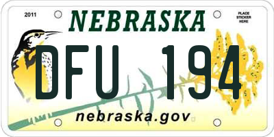 NE license plate DFU194