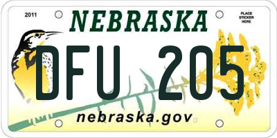NE license plate DFU205
