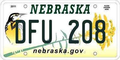 NE license plate DFU208