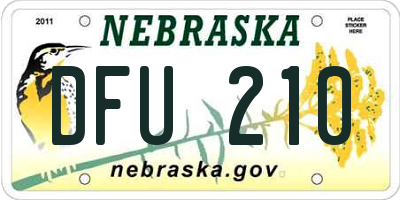 NE license plate DFU210