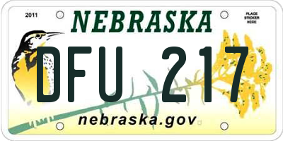 NE license plate DFU217