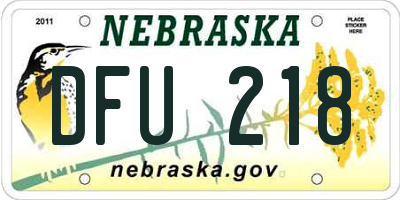 NE license plate DFU218