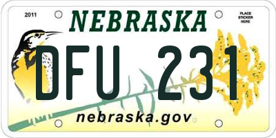 NE license plate DFU231