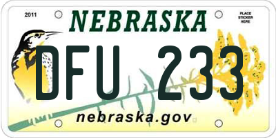 NE license plate DFU233