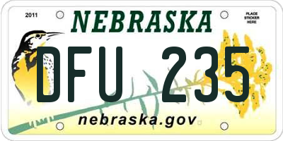 NE license plate DFU235
