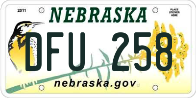 NE license plate DFU258