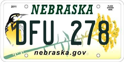 NE license plate DFU278