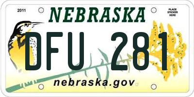NE license plate DFU281