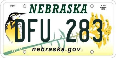 NE license plate DFU283