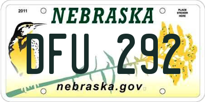 NE license plate DFU292