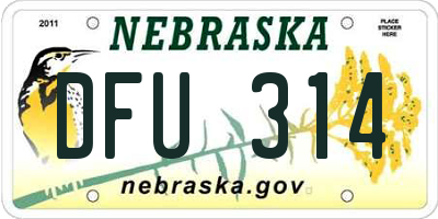NE license plate DFU314