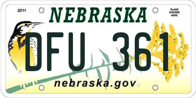 NE license plate DFU361