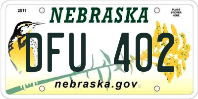 NE license plate DFU402