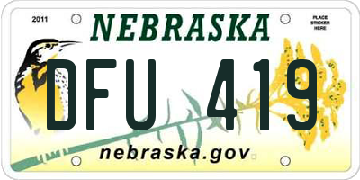 NE license plate DFU419