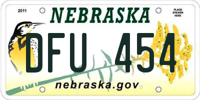 NE license plate DFU454