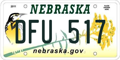 NE license plate DFU517